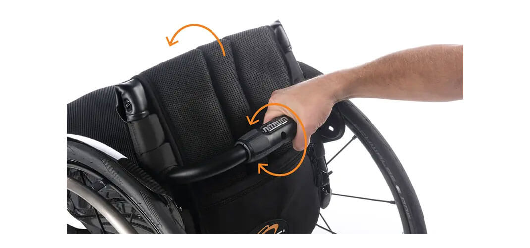 Quickie Nitrum Folding wheelchair patented twist-lock bar